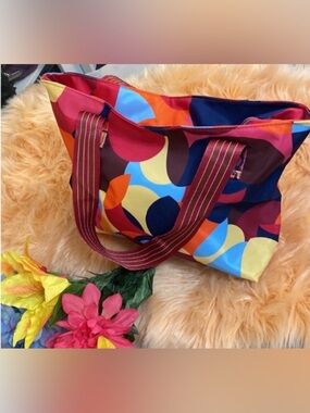 Geometric Multi Color Shoulder Handbag With Guitar Strap NEW!